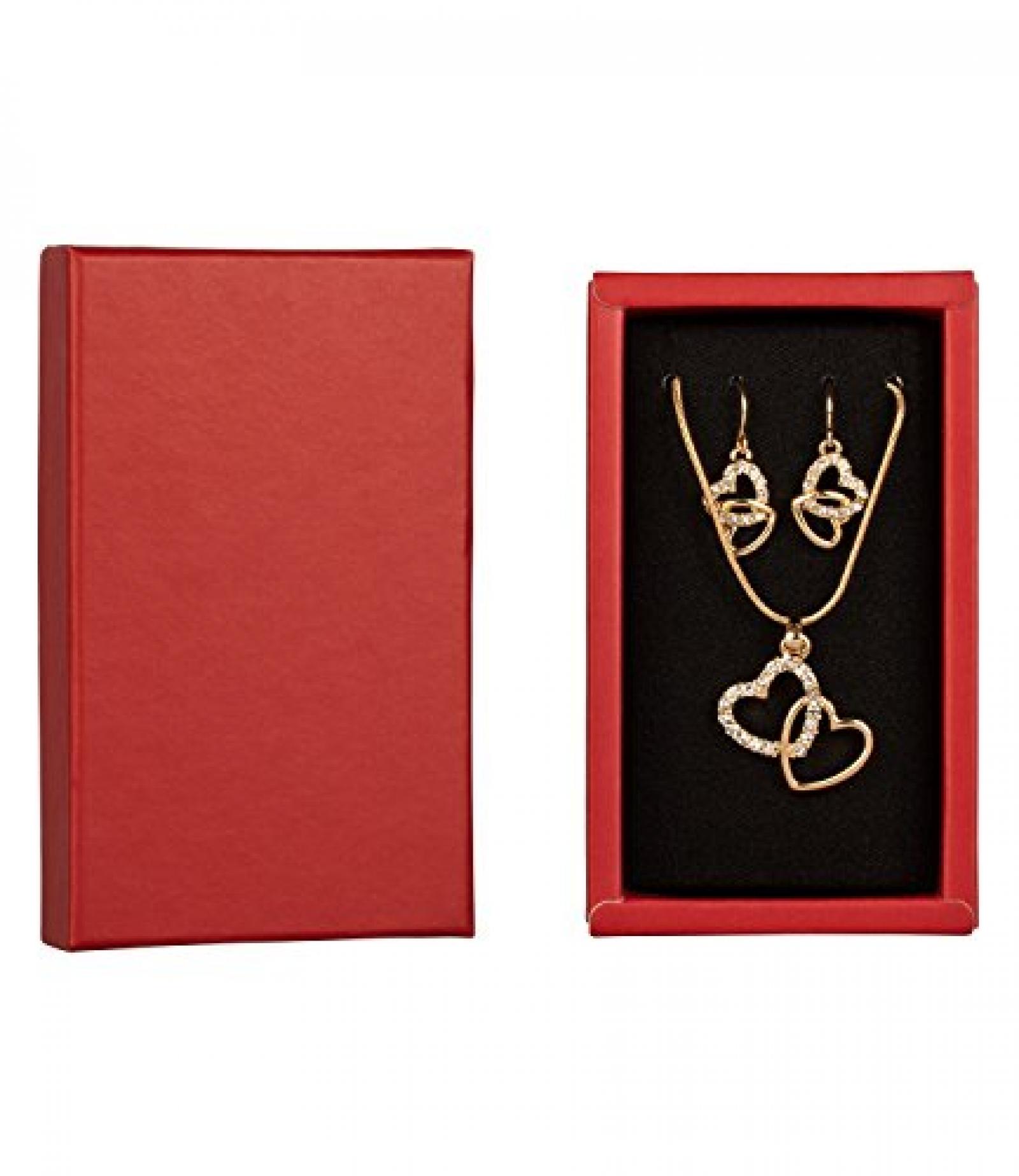 SIX "Xmas Sets" Geschenk Box mit Kette & Ohrhängern, gold, Herzen, Strass (388-246) 